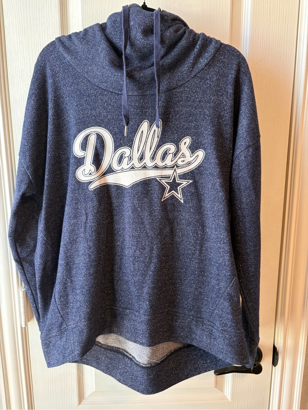 NFL Navy Blue Dallas Script Cowl Hoodie Sweater